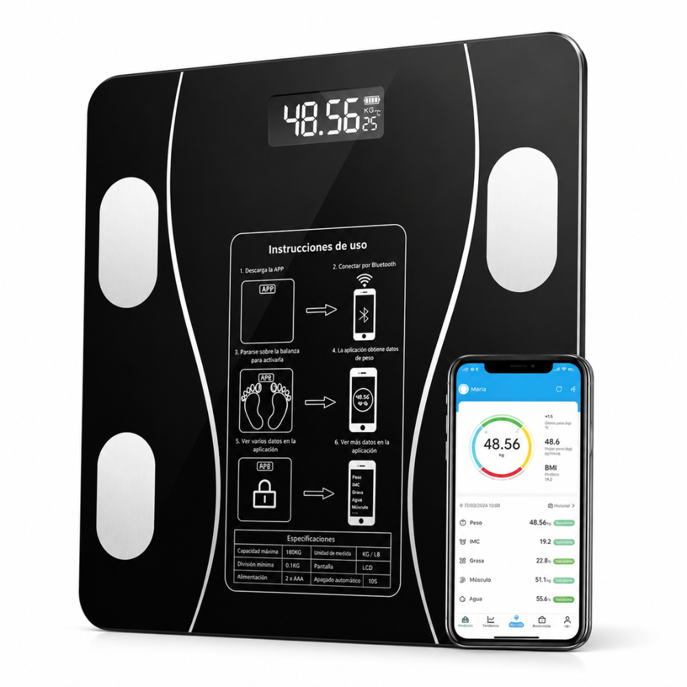 Báscula Digital de Peso Corporal con Pantalla LCD de Alta Precisión
