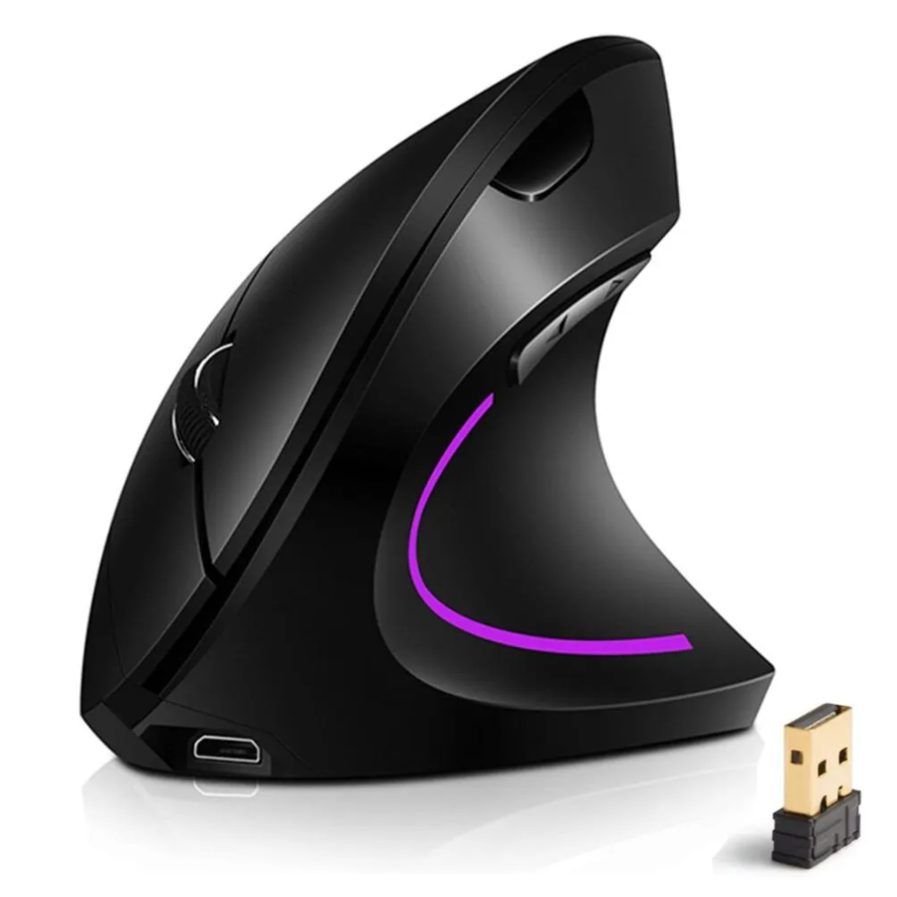 Mouse Ergonómico Vertical Inalámbrico 2.4G Recargable USB
