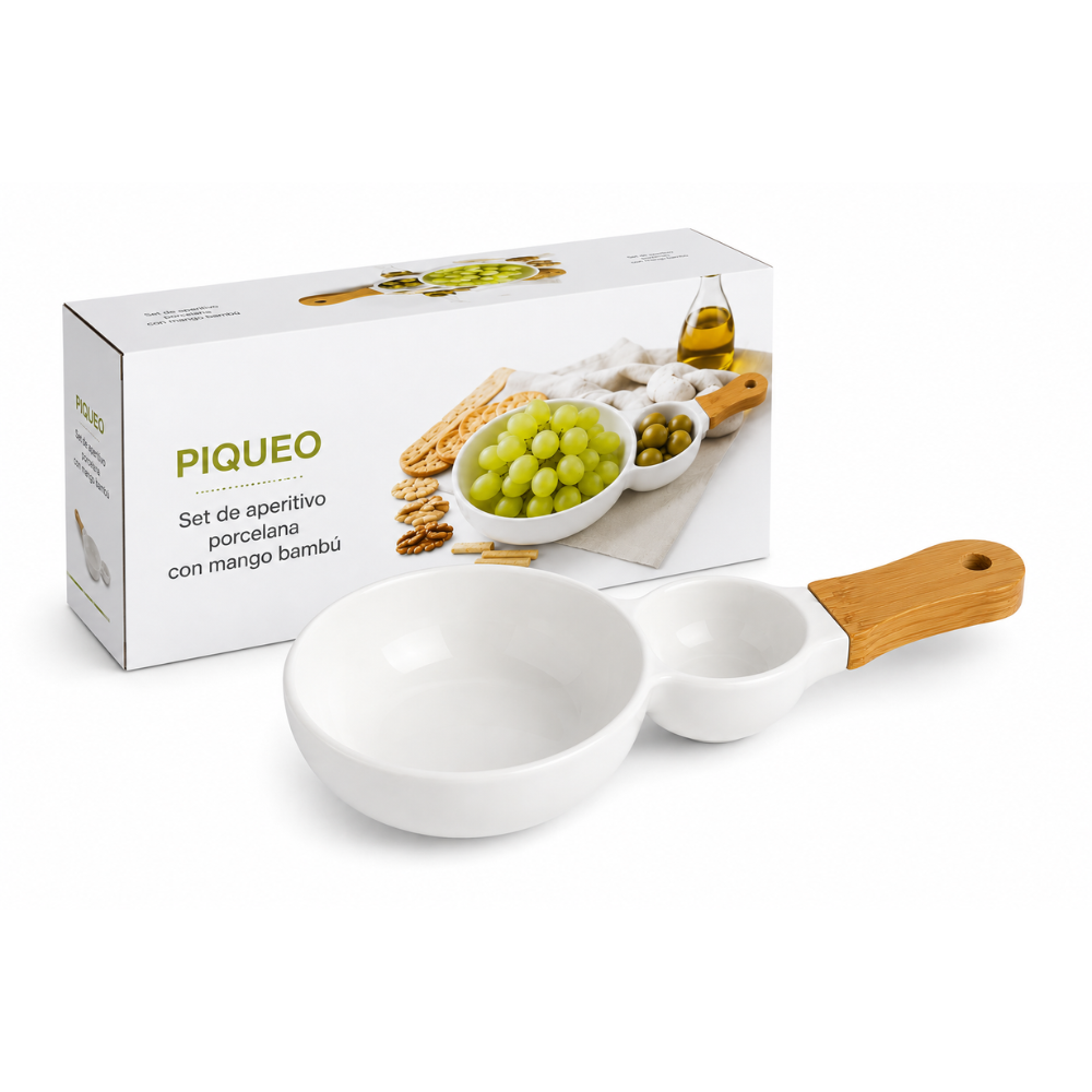 Set de Pocillos con Mango de Bambú y Diseño Minimalista