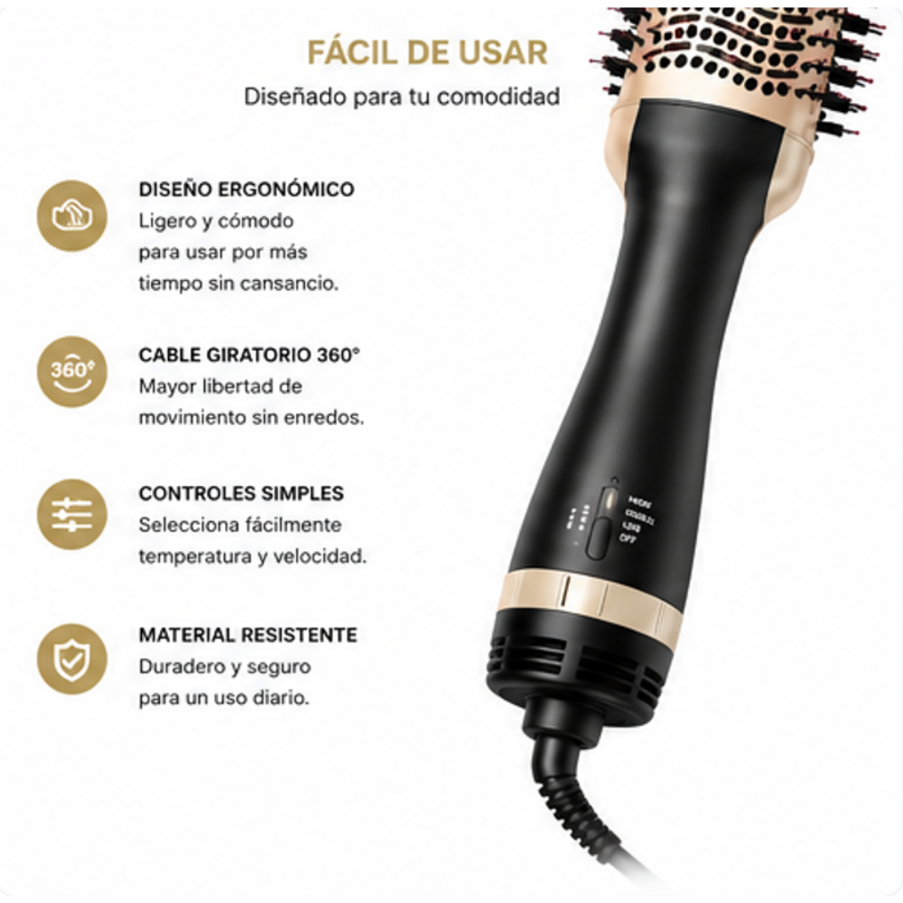 Cepillo Secador y Modelador de Cabello Keratin 3D Pro Alta Potencia