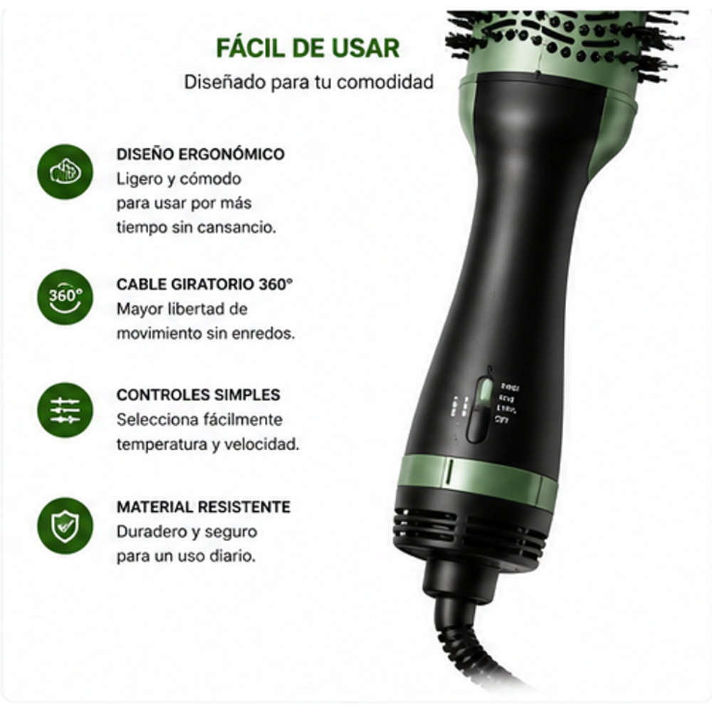Cepillo Secador y Modelador de Cabello Aguacate Avocado 3D 2000W