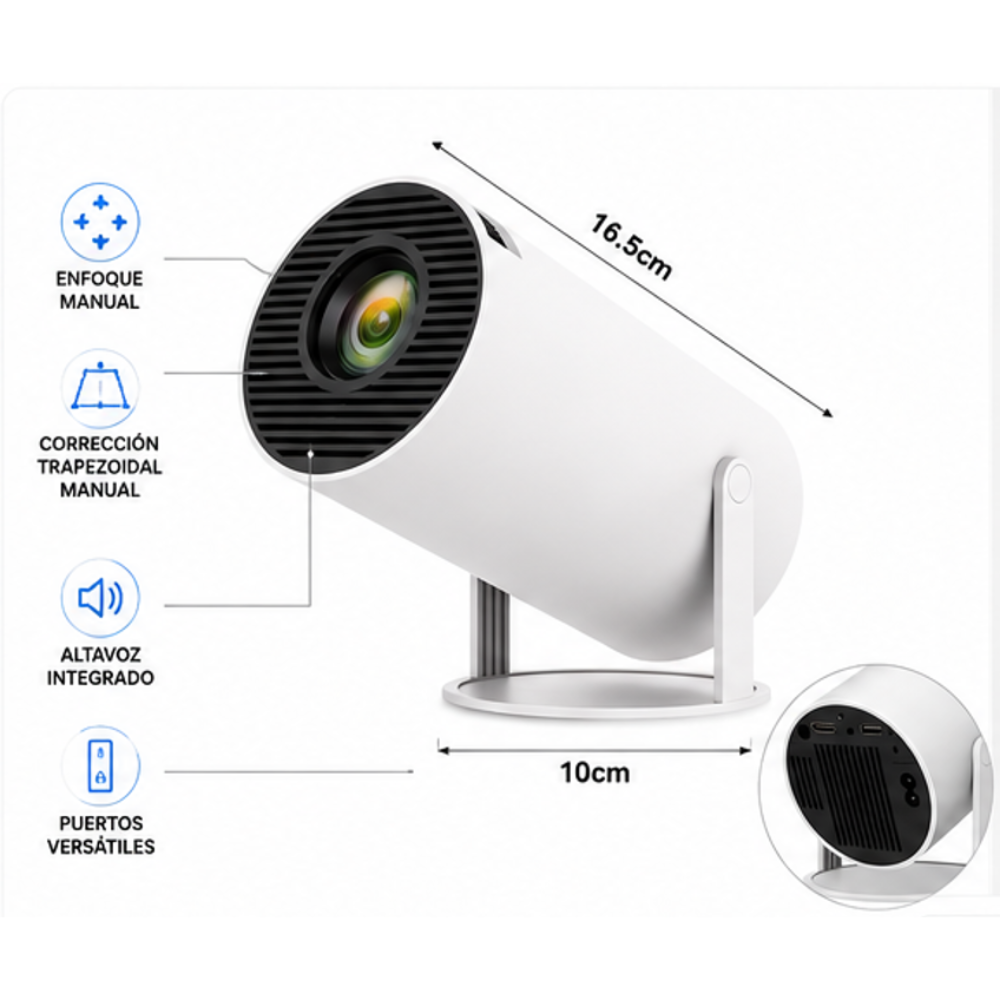 Proyector Inteligente Android TV 11 WiFi Bluetooth 200 ANSI (Modelo HY300)