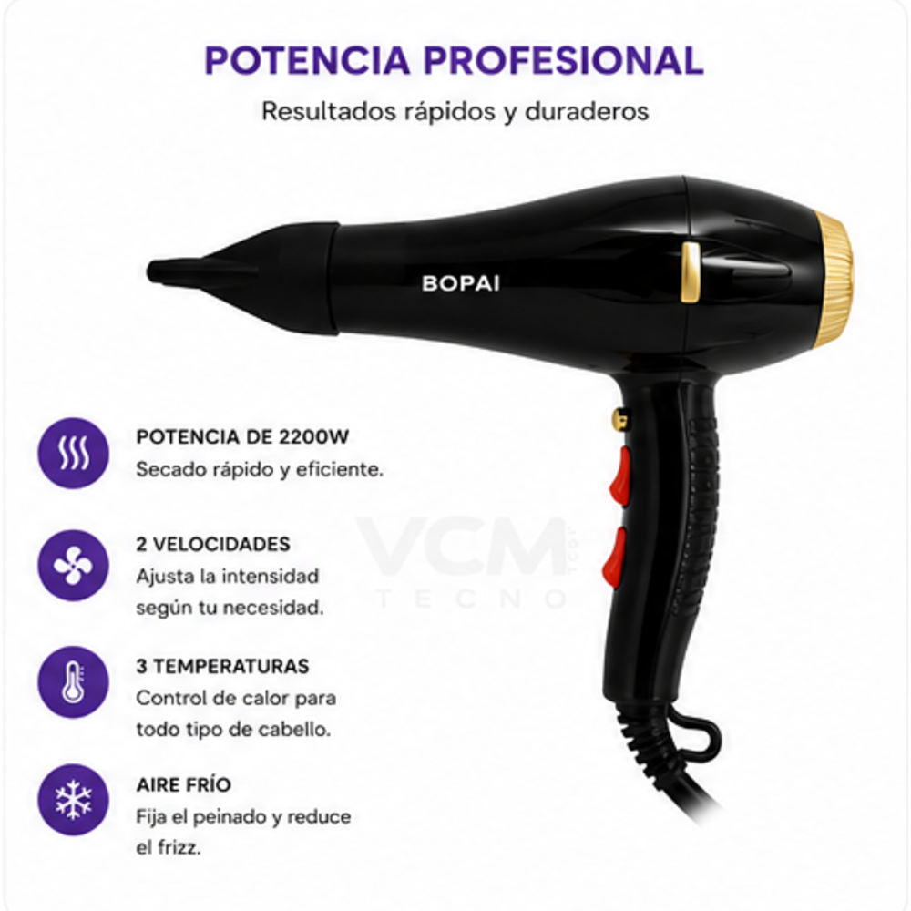Secador de Pelo Profesional Max Power 5000W Bopai BP-8300