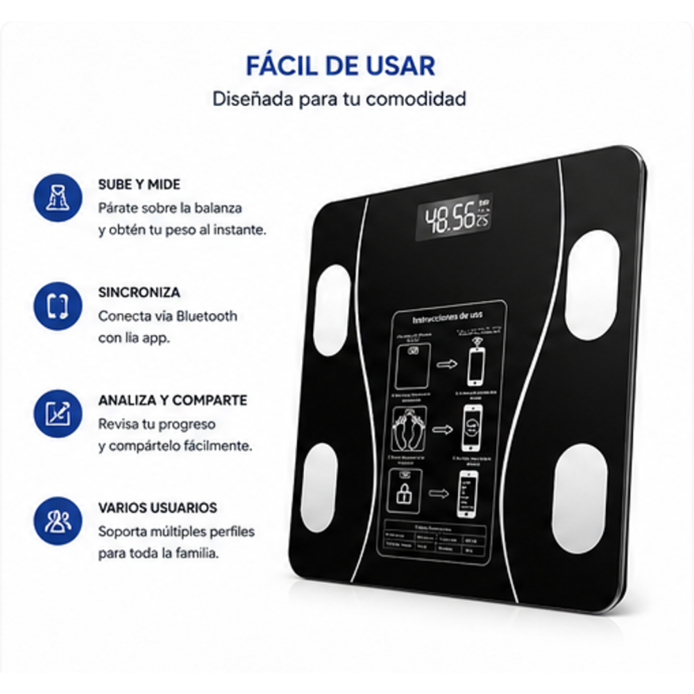 Báscula Digital de Peso Corporal con Pantalla LCD de Alta Precisión