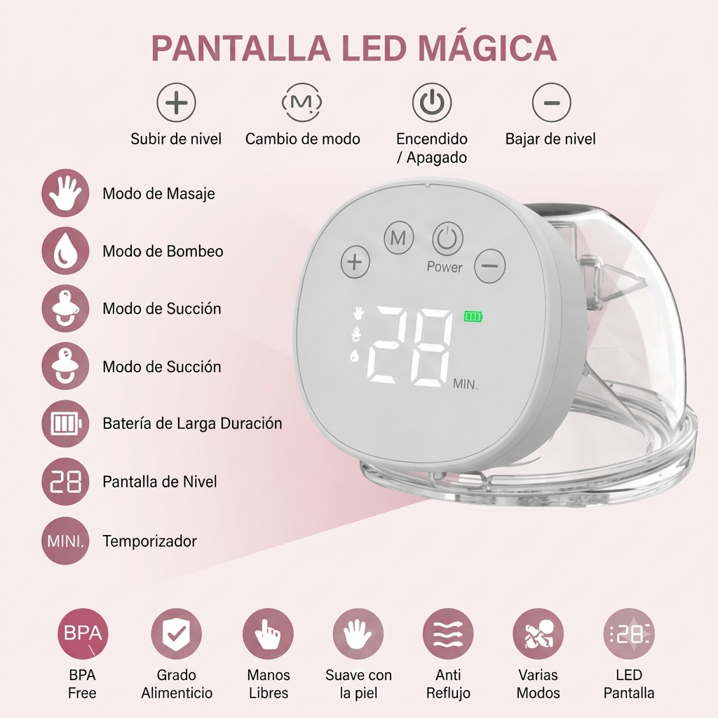 Extractor de Leche Materna Eléctrico Portable Manos Libres Recargable