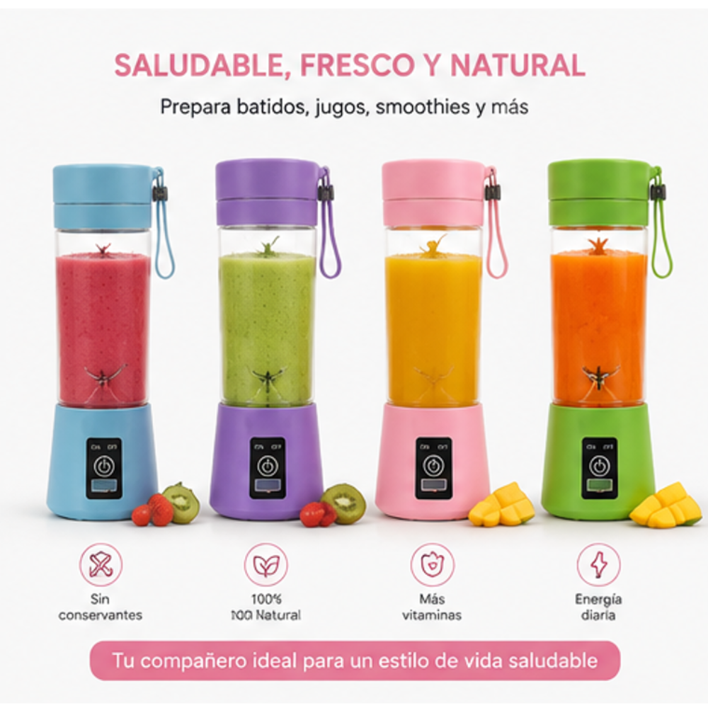 Mini Licuadora Portátil Vaso Batidor Recargable USB