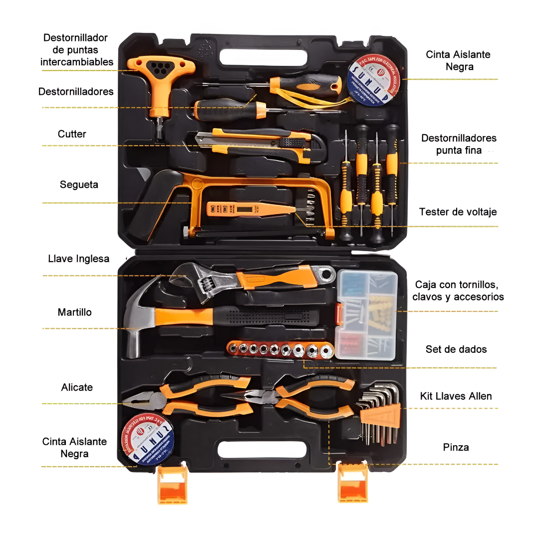 Set Juego De Herramientas Combinado 104 Piezas + Estuche Portátil