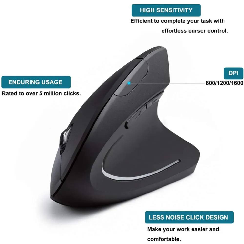Mouse Ergonómico Vertical Inalámbrico 2.4G Recargable USB