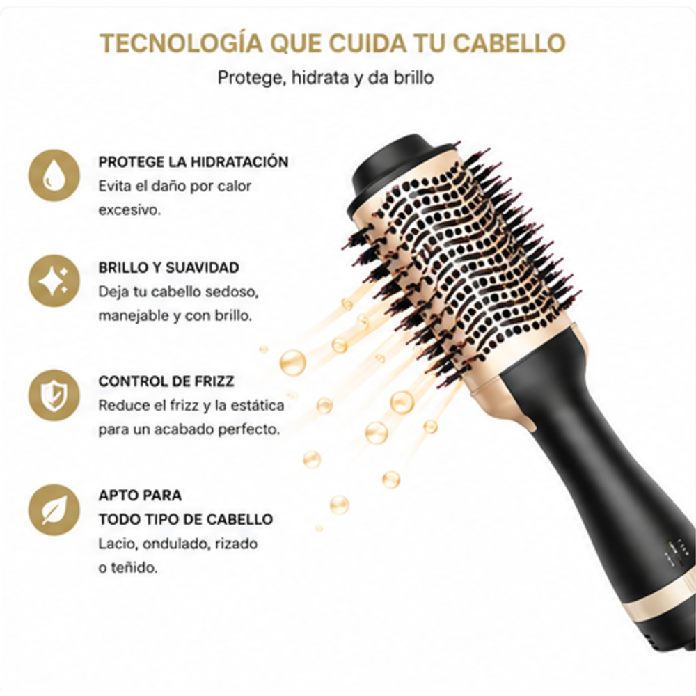 Cepillo Secador y Modelador de Cabello Keratin 3D Pro Alta Potencia