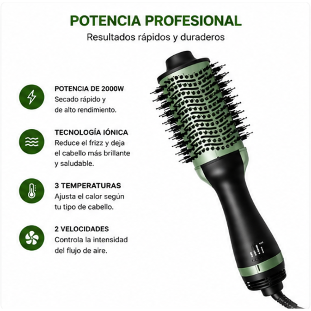 Cepillo Secador y Modelador de Cabello Aguacate Avocado 3D 2000W