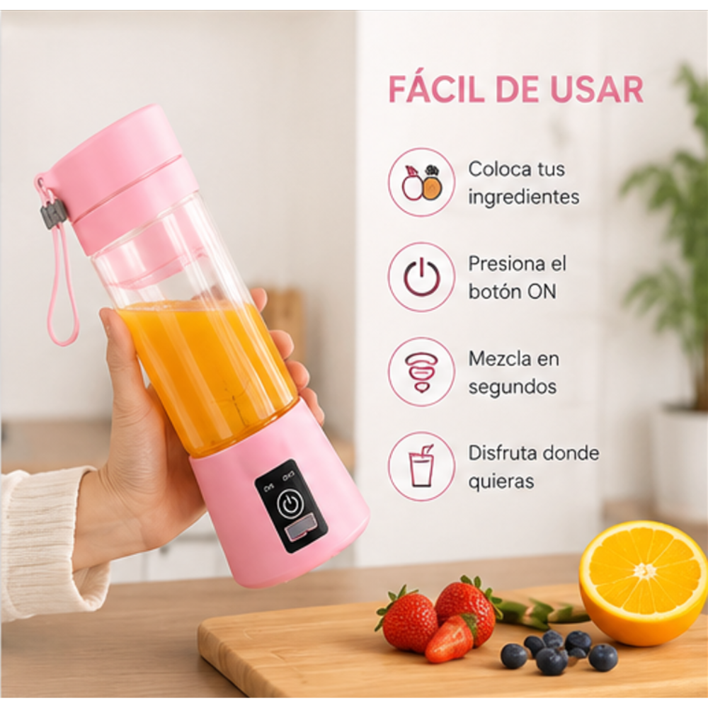 Mini Licuadora Portátil Vaso Batidor Recargable USB