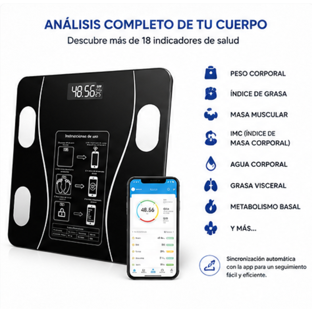 Báscula Digital de Peso Corporal con Pantalla LCD de Alta Precisión