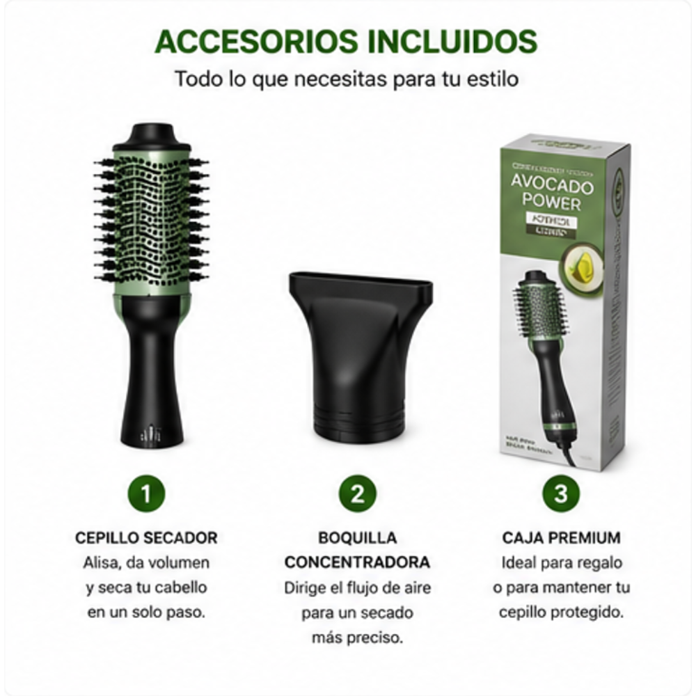 Cepillo Secador y Modelador de Cabello Aguacate Avocado 3D 2000W