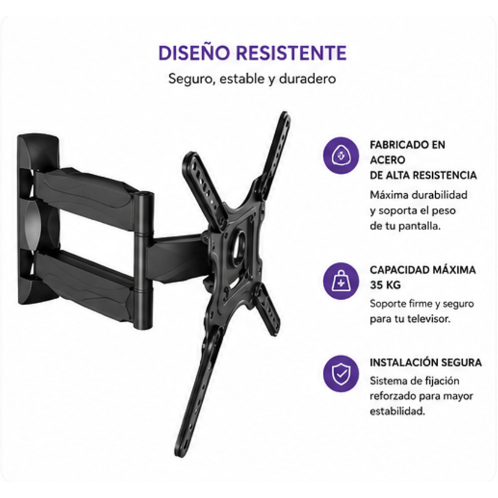 Soporte P4 de Pared para TV Articulado de 32 a 60 Pulgadas Negro