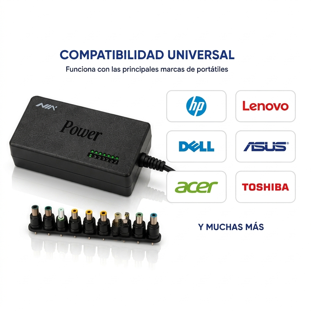 Cargador Universal para Laptop NIA MY-120W de 120W con 9 Conectores