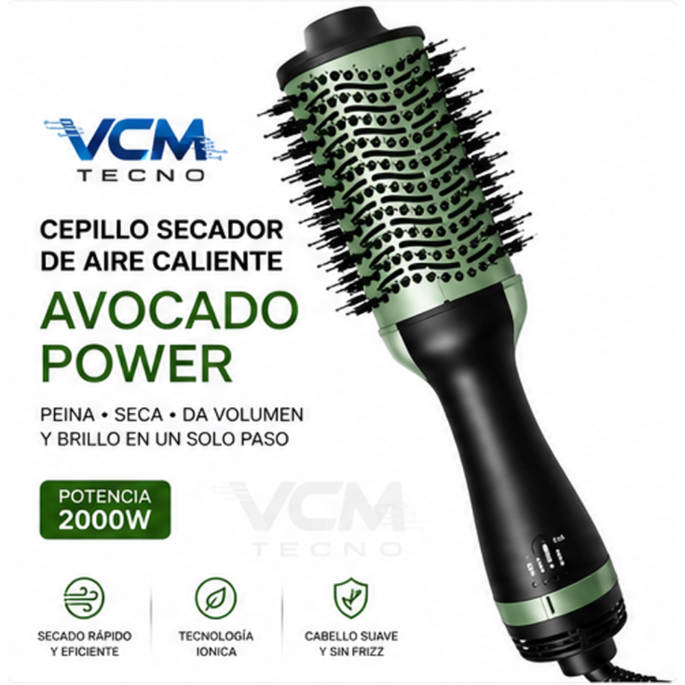 Cepillo Secador y Modelador de Cabello Aguacate Avocado 3D 2000W