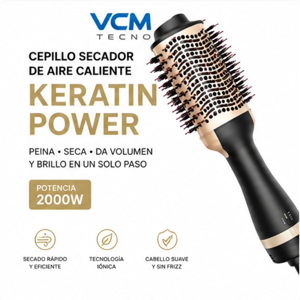 Cepillo Secador y Modelador de Cabello Keratin 3D Pro Alta Potencia