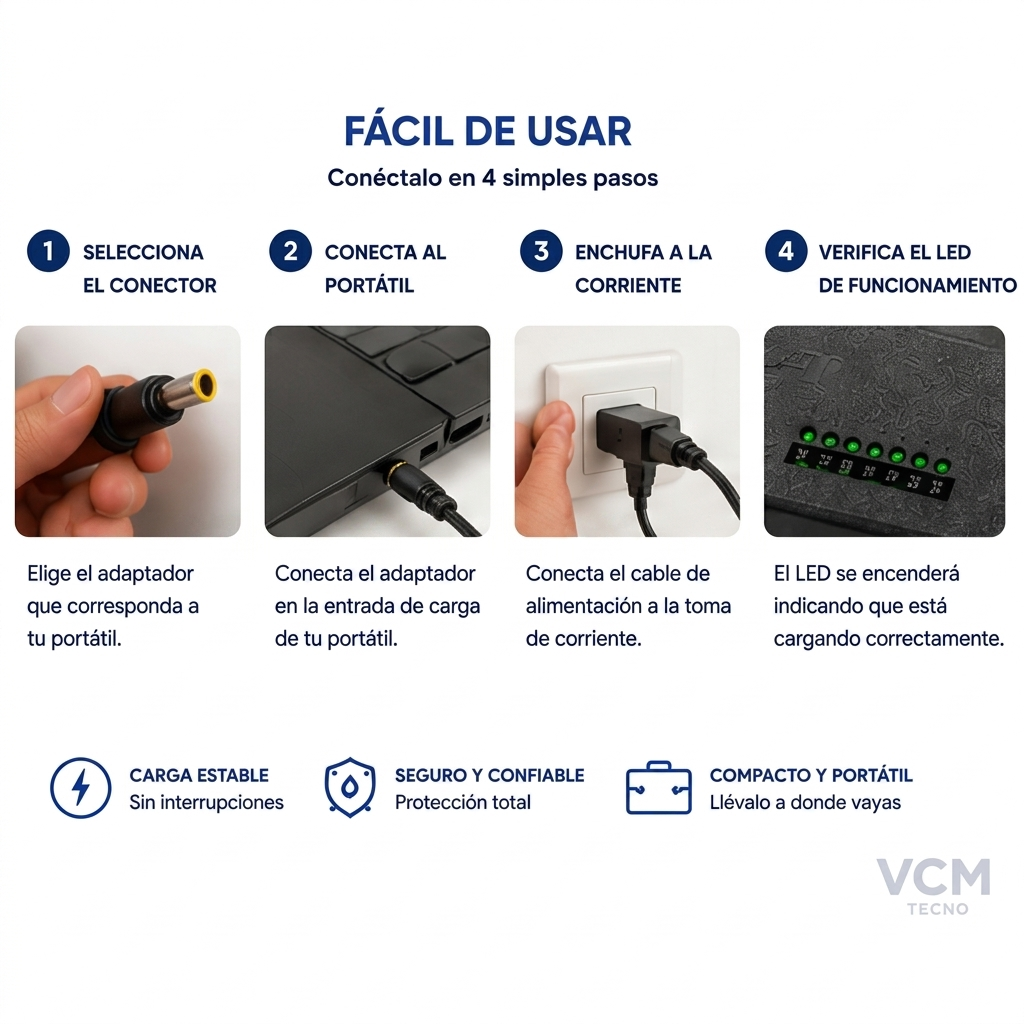Cargador Universal para Laptop NIA MY-120W de 120W con 9 Conectores
