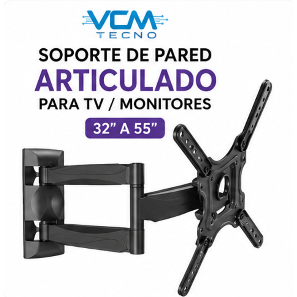 Soporte P4 de Pared para TV Articulado de 32 a 60 Pulgadas Negro