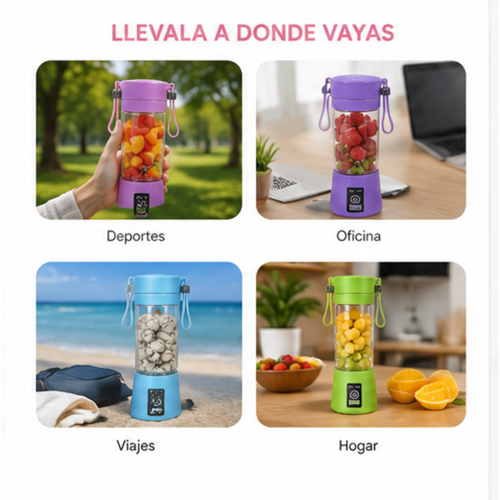 Mini Licuadora Portátil Vaso Batidor Recargable USB