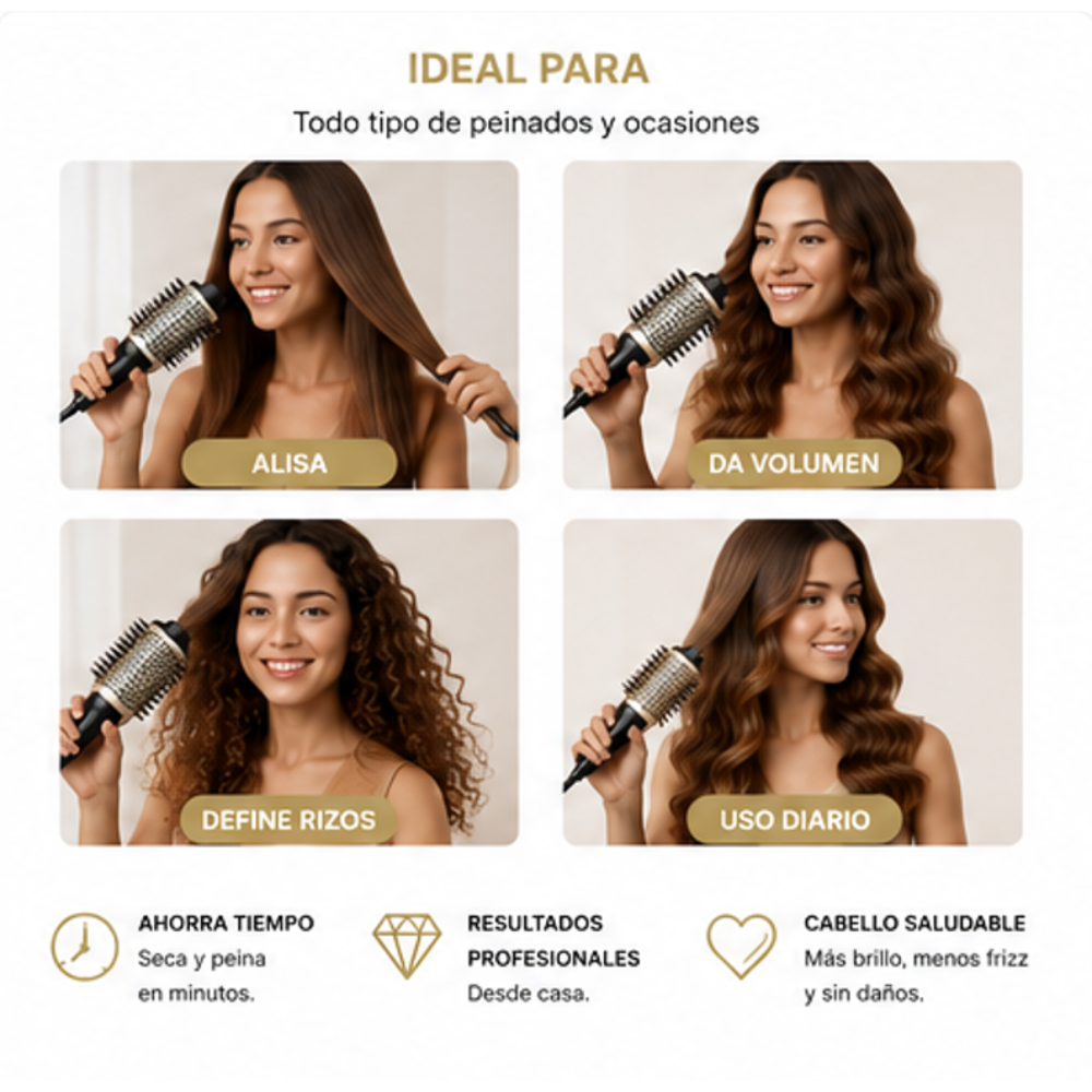 Cepillo Secador y Modelador de Cabello Keratin 3D Pro Alta Potencia