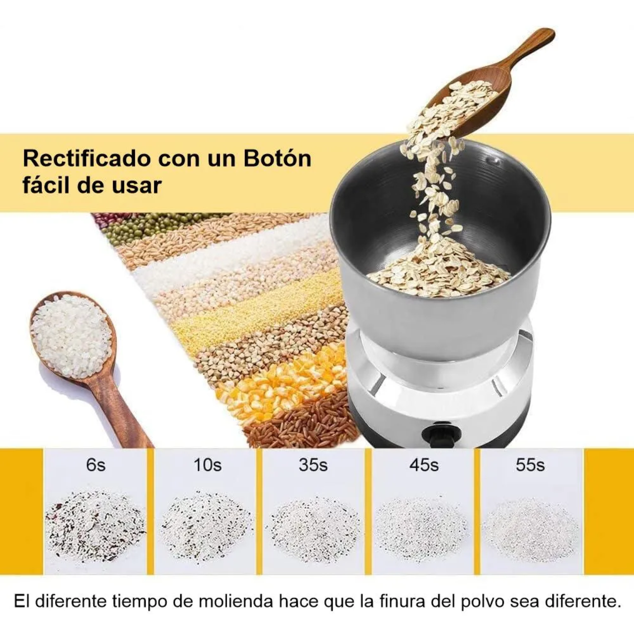 Molino Moledor de Café Eléctrico y Especias en Acero Inoxidable